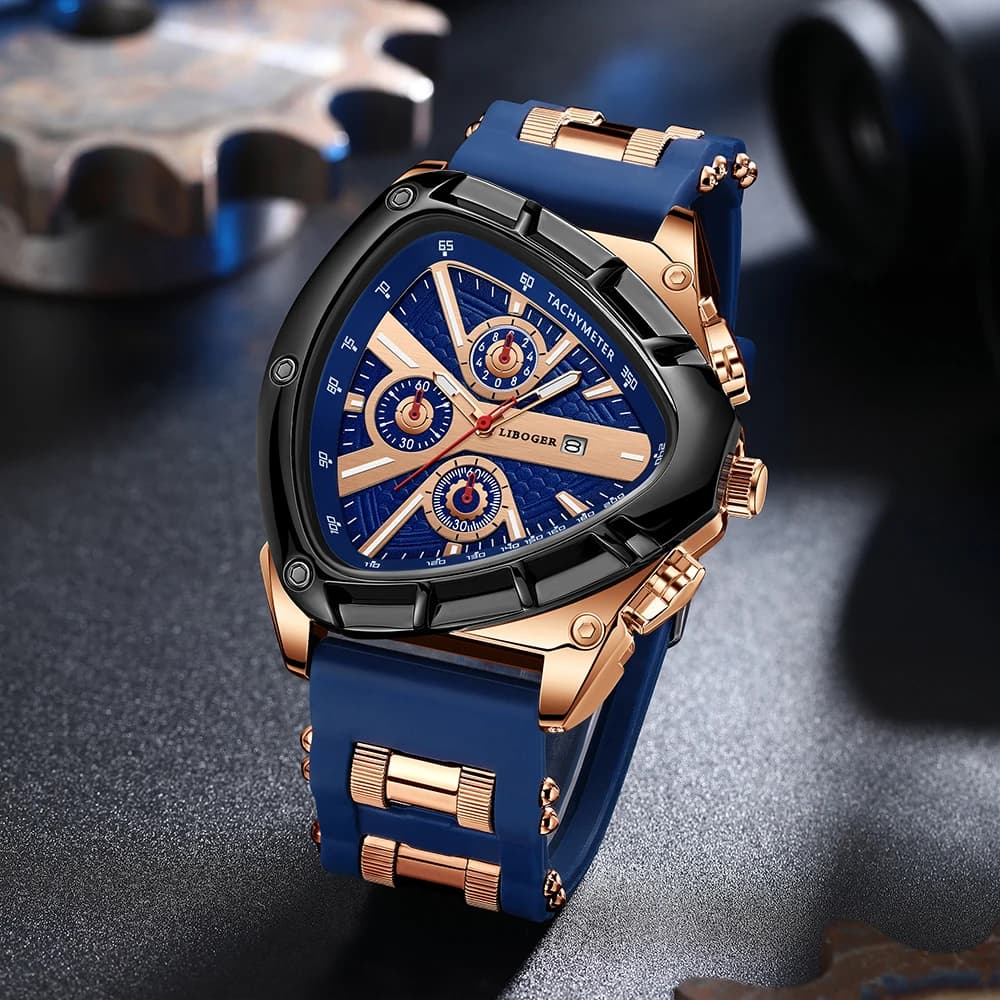 Men's Unique Sport Watch, High Quality Silicone Strap, Automatic Date, Quartz Clock, New Design, Hot Sale, Gift for Him