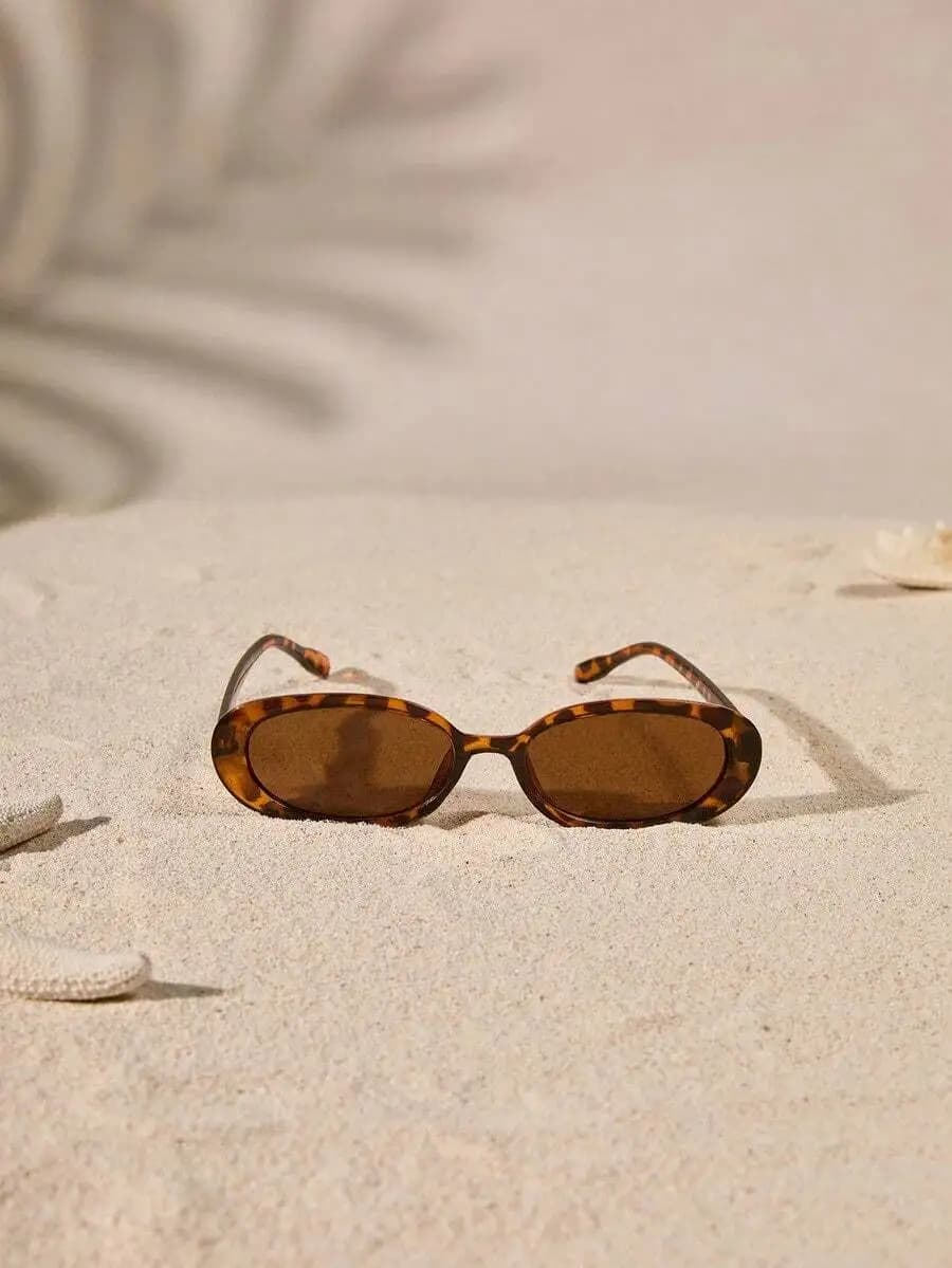 Retro Oval Plastic Sunglasses Unisex Fashion Classic Style For Beach Travel Outdoor Summer