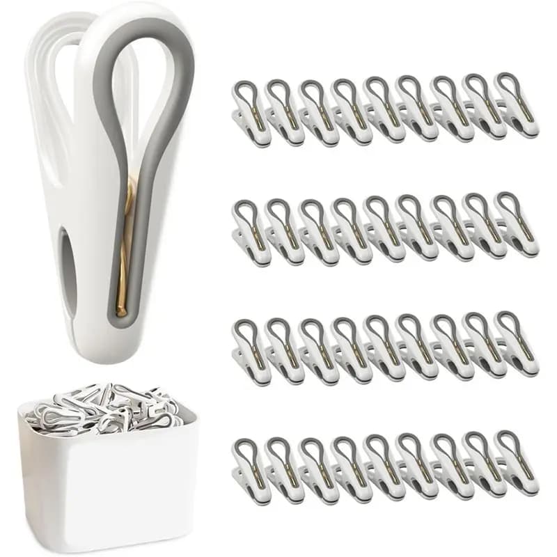 Fermagli per bucato in plastica MAKE-Plastic, resistenti per esterni, confezione da 36 con scatola portaoggetti, clip da 2,5 pollici con design antiscivolo e senza lasciare tracce per il bucato
