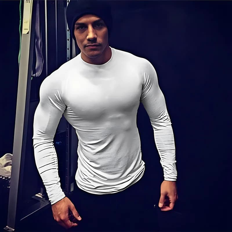 Magliette Sportive da Allenamento Primaverili per Uomo, Asciugatura Rapida, Maniche Lunghe Aderenti, Abbigliamento Sportivo da Palestra, Maglie Fitness