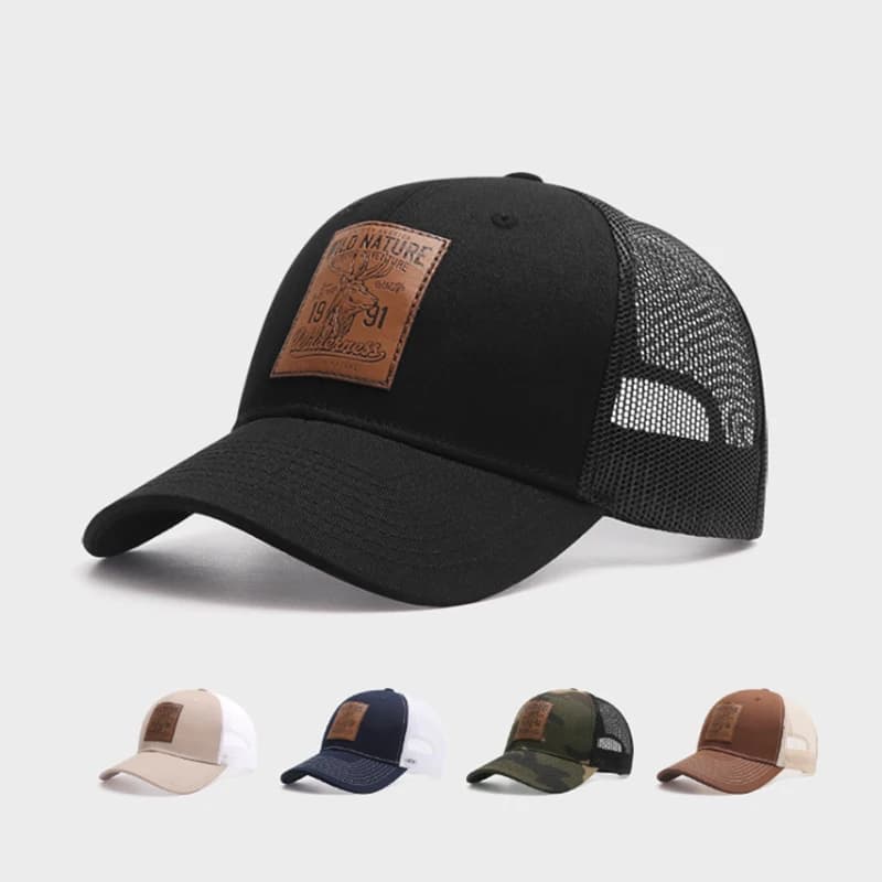 Berretti da baseball in rete Four Seasons Berretto da camionista unisex con icona di cervo per donna Uomo Cappello da protezione solare da pesca per escursionismo da caccia portatile all'aperto