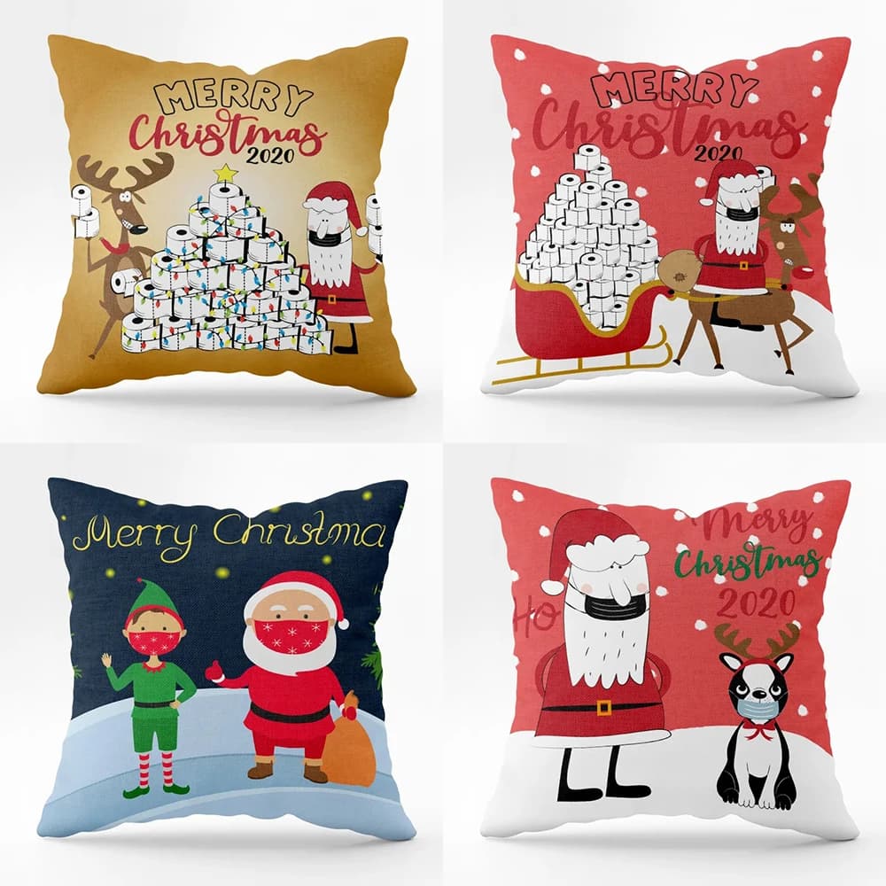Decorative pillow case for home with abstract Santa Claus motif
