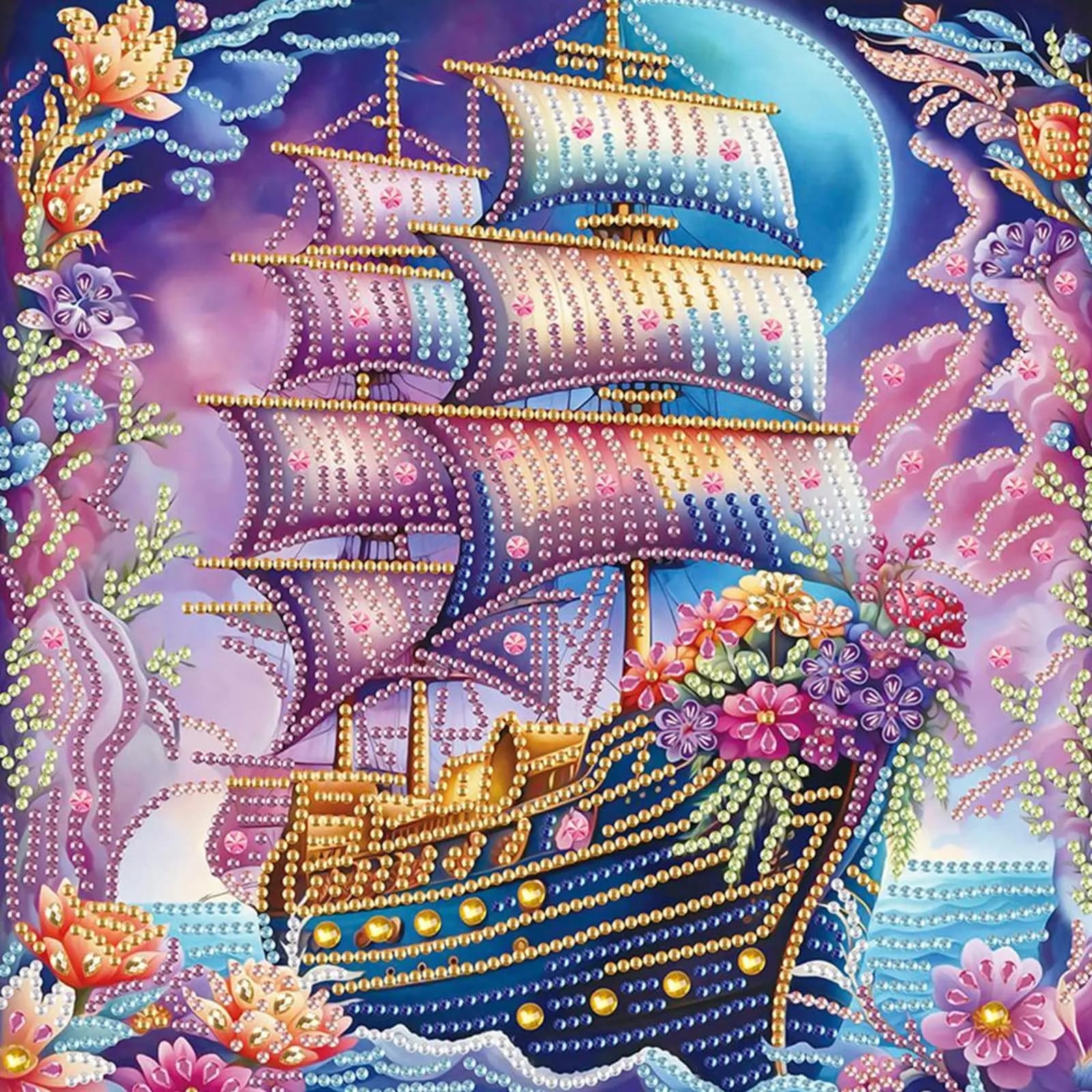 Kit di pittura diamante parziale in cristallo di forma speciale fai da te 30x30 cm 4 pezzi per barca a vela 5D