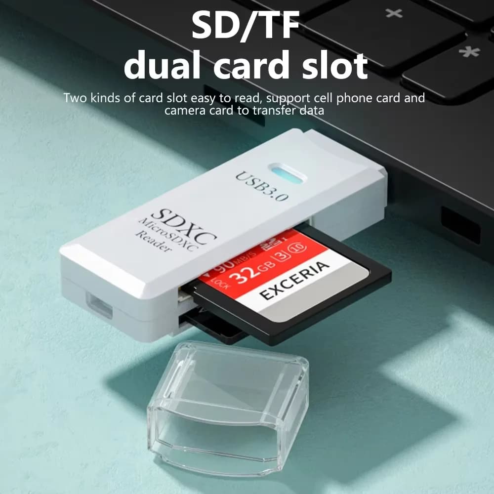 Adattatore Multifunzione 2-in-1 per Schede di Memoria, Convertitore di Alimentazione, Accessori, Lettore di Schede USB, Lettore di Schede SD/TF, Convertitore di Alimentazione