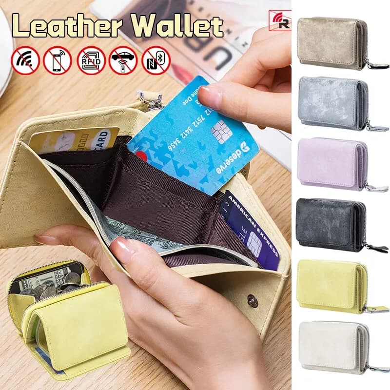 Portamonete 3 in 1 con Protezione RFID, Porta Carte Compatto, Portafoglio Corto da Viaggio, Regalo Unisex