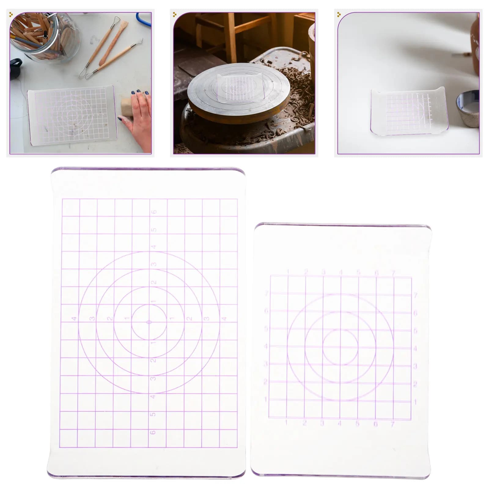 2Pcs Polymer Clay Roll Board Acrylic Sheet Transparent Safe Rounded Corner Clay Accessories Flattening Pressing Plate DIY Tool