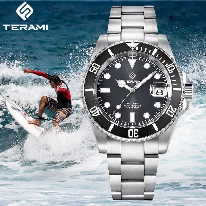TERAMI Simple Luxury Mechanical Man Watch Retro 316L Stainless Steel Casual Waterproof Automatic Movement Men's Watches NH35+Box