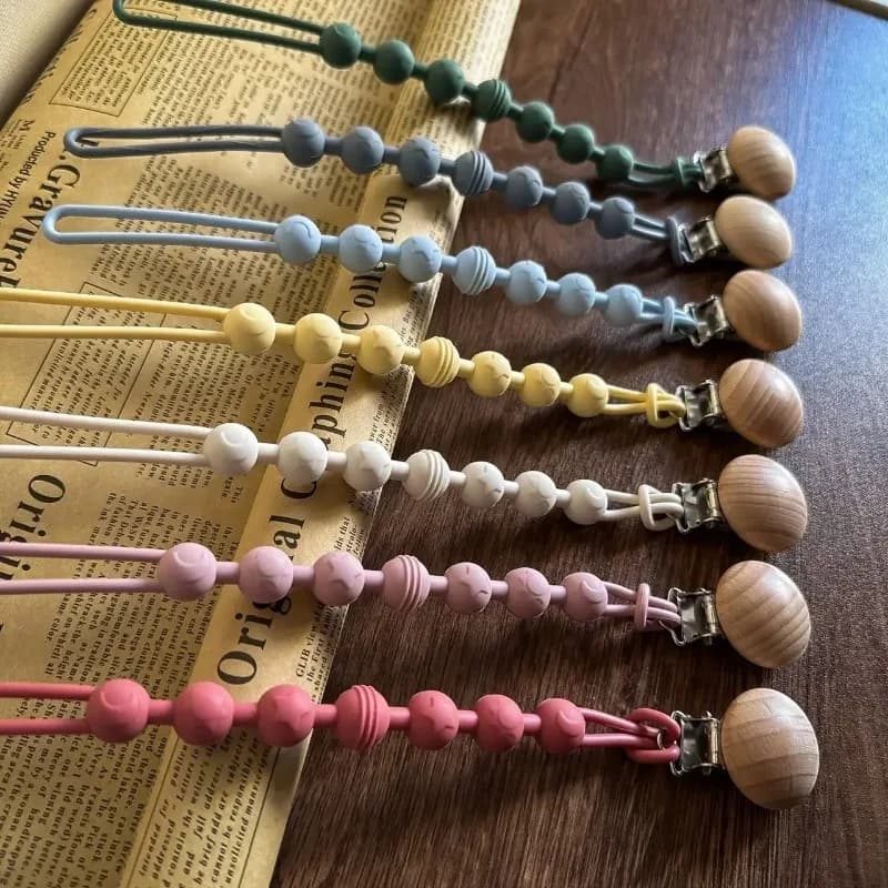 Clip per ciuccio per neonati in silicone integrato, catena porta ciuccio, massaggiagengive, giocattoli per la dentizione, regalo per neonati
