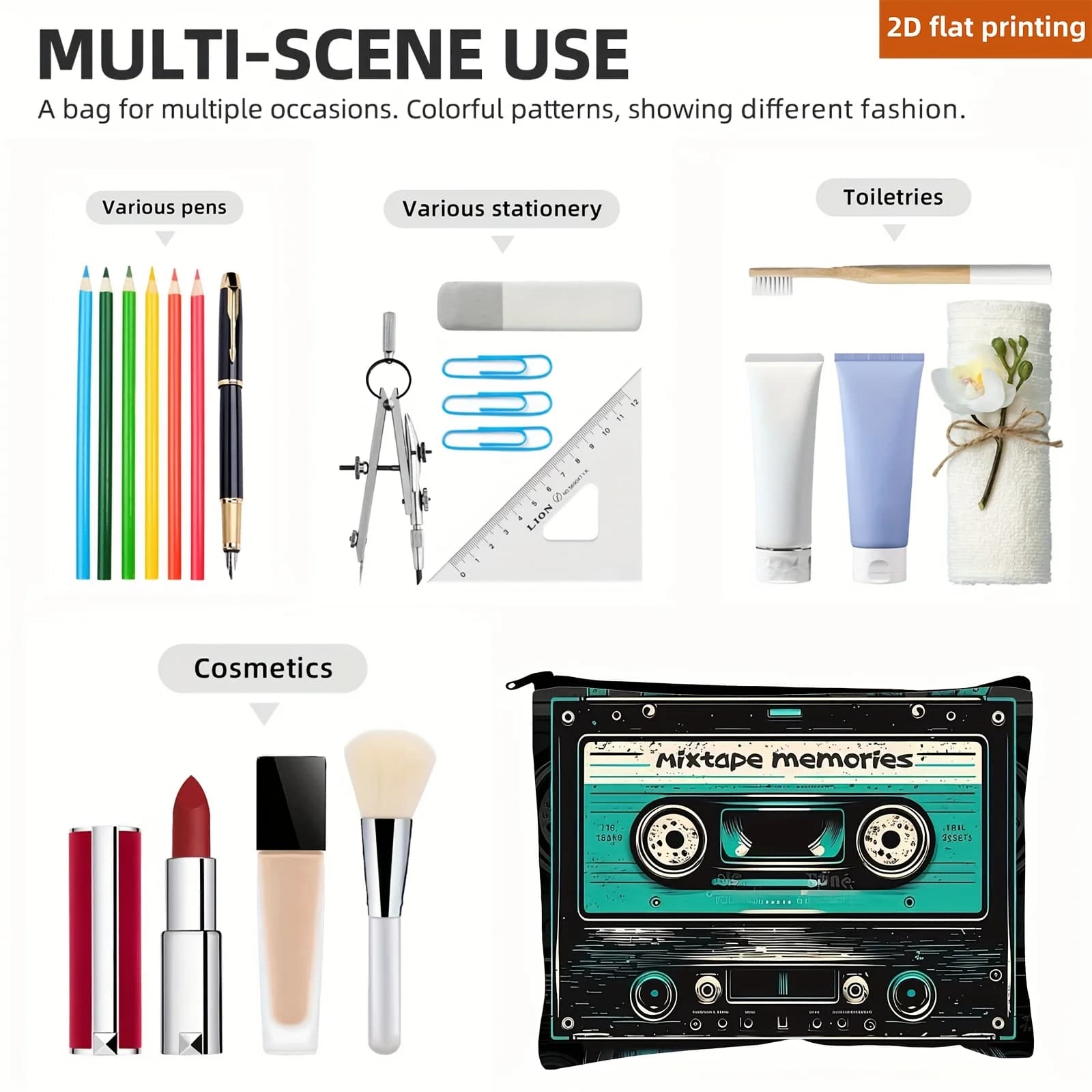 Borsa per il Trucco con Stampa Vintage 'She's So Unusual' Anni '80, Regalo Divertente per Amanti della Cultura Pop, Astuccio con Cerniera per Cosmetici