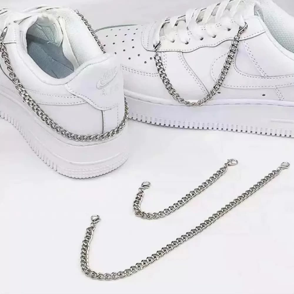 Nuove decorazioni per Sneaker scarpe Creative gioielli catena per scarpe in argento Charm catena per scarpe in acciaio inossidabile Charms fibbie per scarpe fai da te