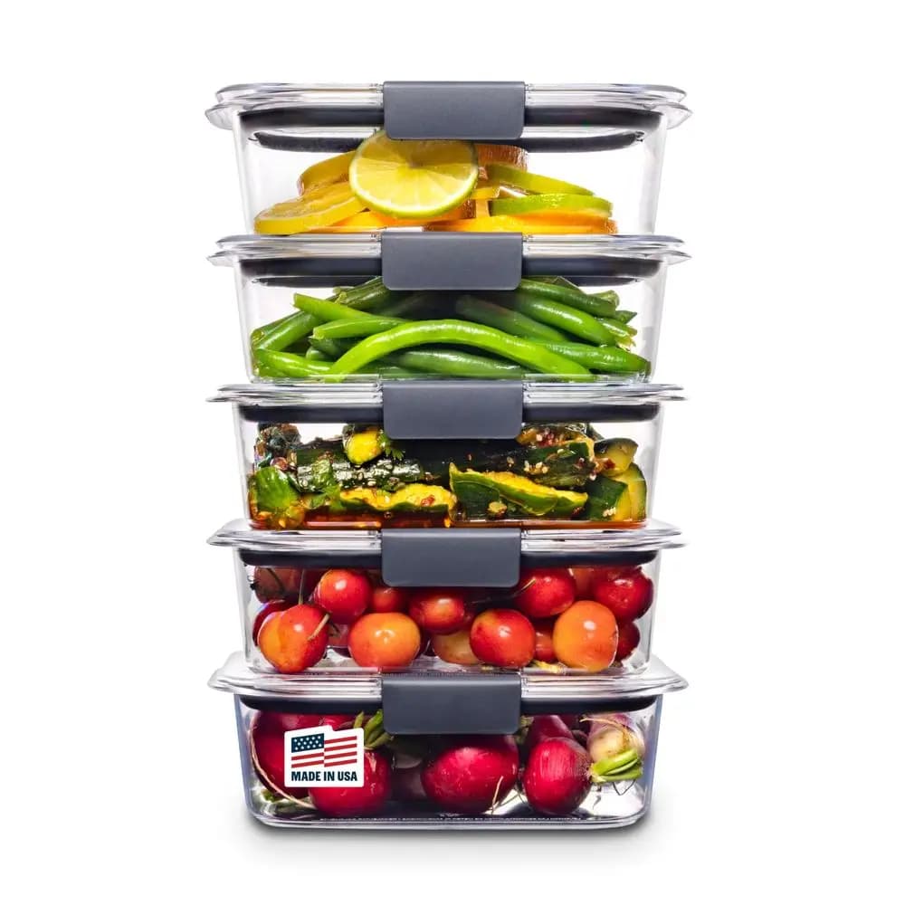Contenitori per Alimenti in Plastica Tritan Brilliance Senza BPA con Coperchi Ermetici Ideali per Pranzo, Preparazione Pasti e Avanzi Set da 5 3.2 Cu