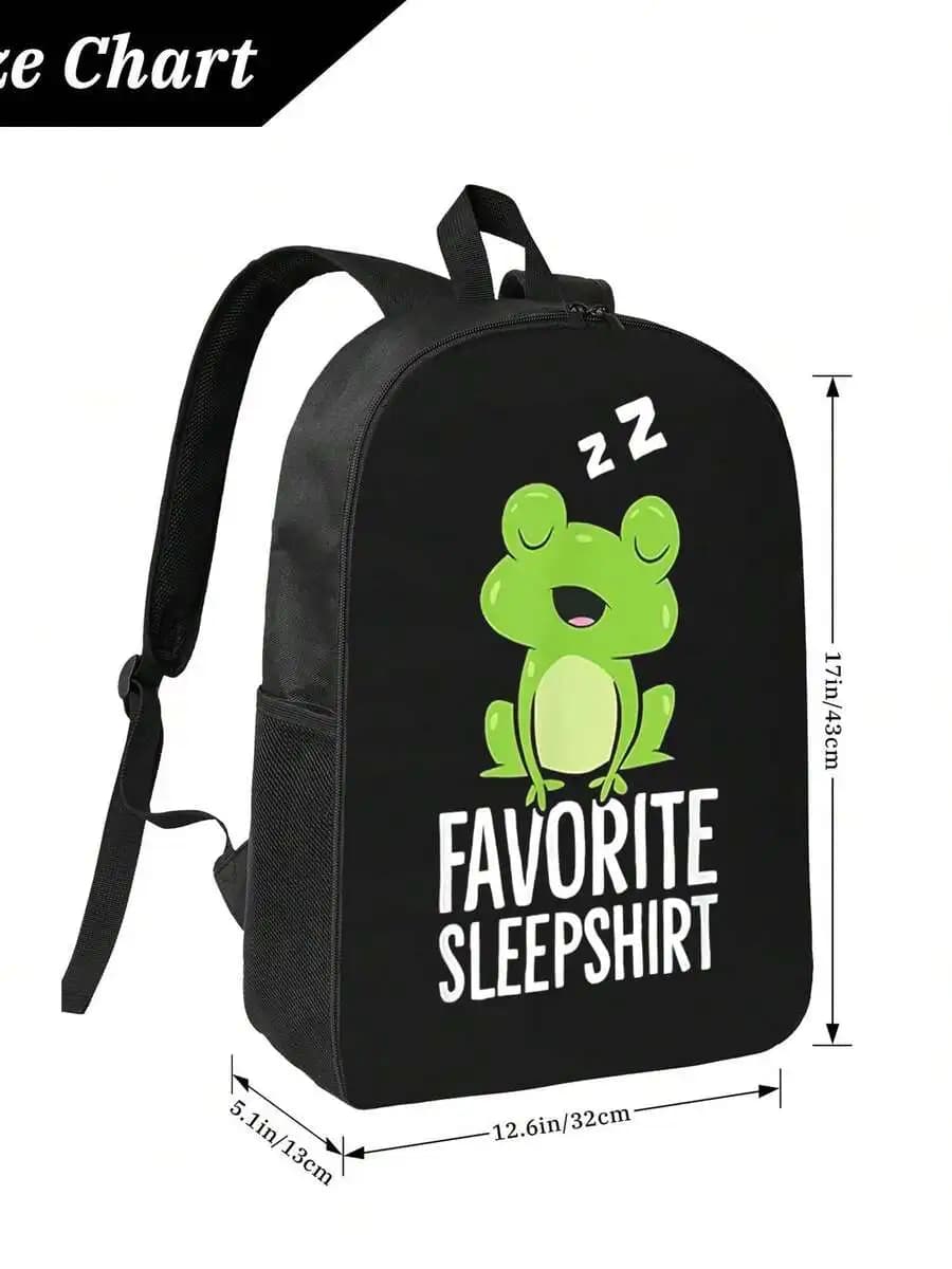Cartoon Frog Favorite Sleepshirt Design Backpack For Adults Stylish Durable Waterproof Casual School College Travel Bag