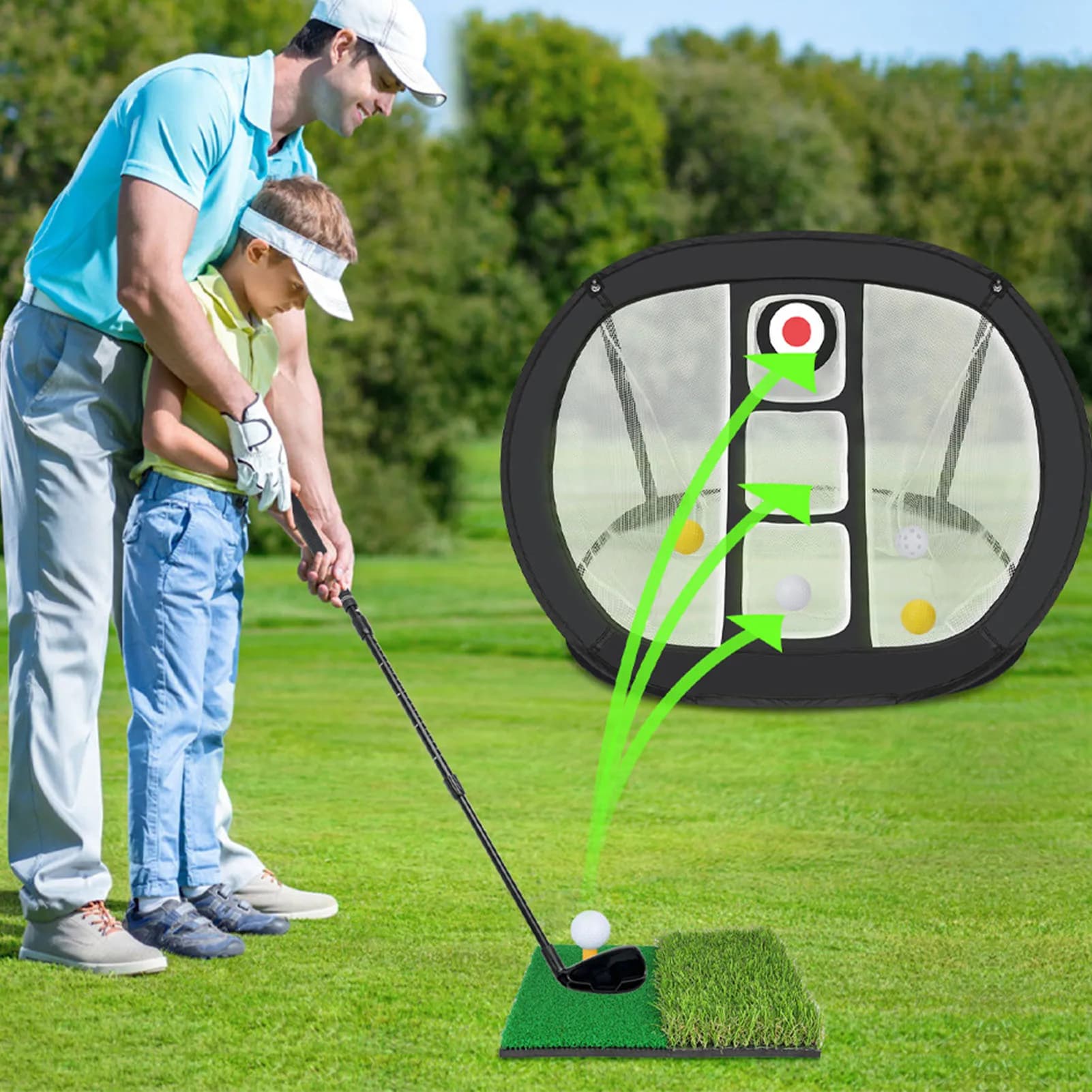 Portable Training Net Elastic Chipping Net Wearproof Easy Setup Compact with Hitting Mat Balls for Backyard