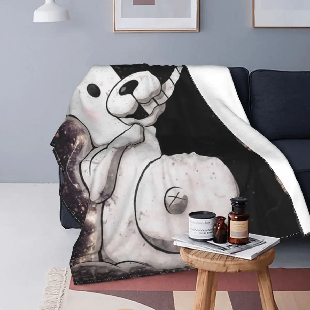 Danganronpa Monokuma coperta in Micro pile Ultra-morbida nero bianco Panda coperta copridivano copriletto coperte da letto invernali