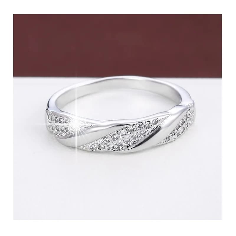 Tengman Spiral Couple Zircon Ring Niche Design Holiday Gift Women's Ring Jewelry Popular