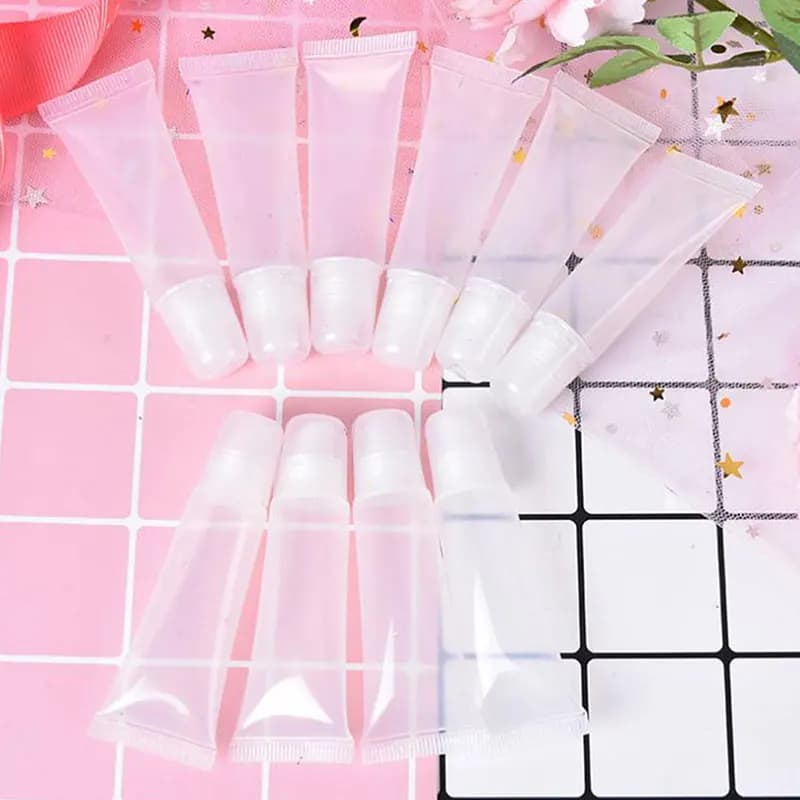 10 pezzi 5/10/15ml tubo per rossetto vuoto balsamo per le labbra tubo morbido trucco spremere contenitore trasparente per lucidalabbra