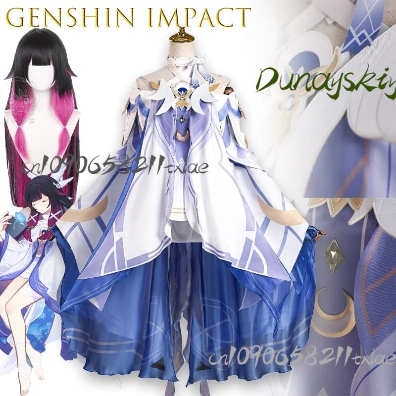 Shop1104345165 Negozio Genshin Impact Moonlit Maiden Columbina Costume Cosplay Parrucca Dea Lolita Sexy Halloween Natale 
