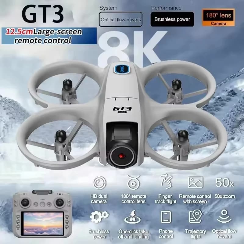 Nuovo Drone GT3 Max 2026 con Telecamera 8K HD, WiFi, Pieghevole, Micro Aereo a Altezza Fissa, Quadricottero Freestyle, Elicottero RC, Giocattolo per Bambini