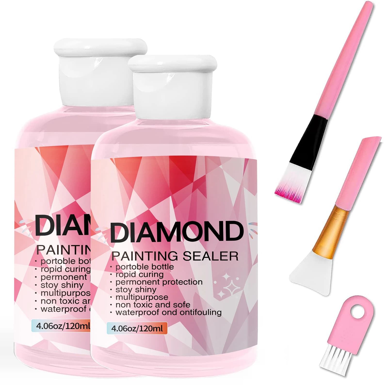 Kit di colla sigillante per pittura diamante 120ML con 3 pennelli Puzzle colla accessori e strumenti per pittura diamante per adulti