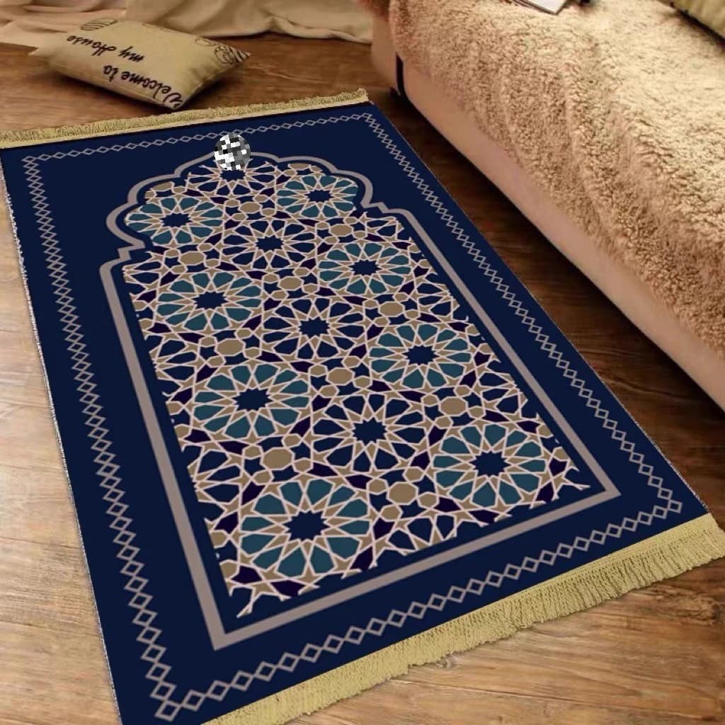 Tappeto in pile diamantato dorato ispessito per uso domestico, soggiorno, camera da letto, tappeto arabo da preghiera, arrotolabile, personalizzabile