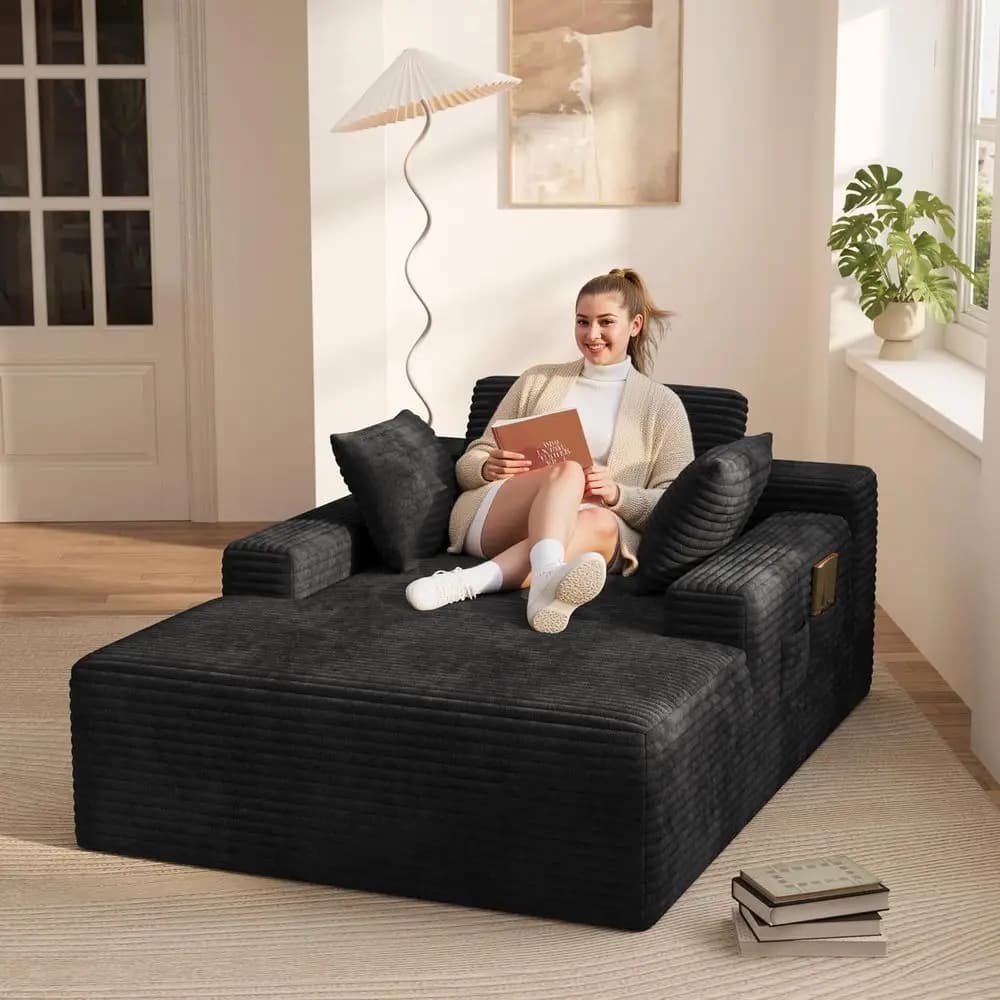 67Oversized onelLounChair, ChaiLounChair Indoor with 3 Pillows, Corduroy Upholstered Soa ed, Cloud Soas Couches, Reading Chair o