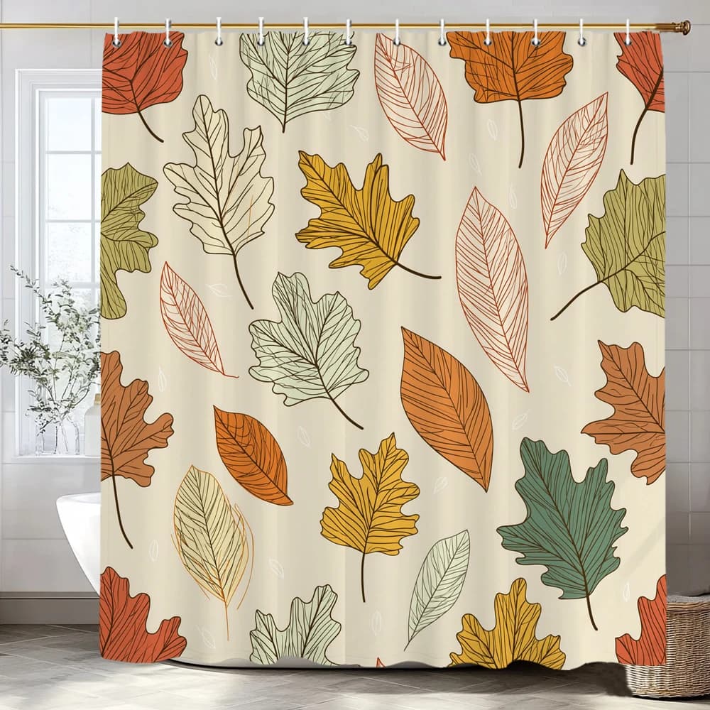 Tenda da doccia con foglie d'acero autunnali, tenda da doccia decorativa per il bagno, tenda da doccia impermeabile con ganci