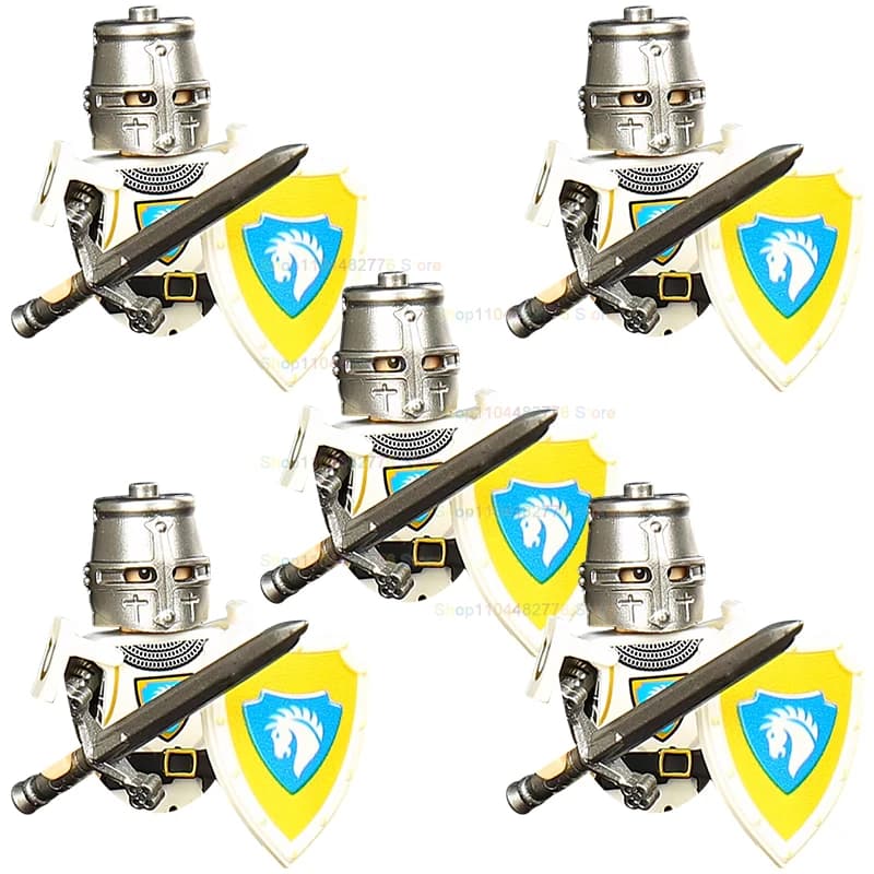 Cavalieri dell'Armatura Pesante ST, Cavalieri del Leone Dorato Medievali, Casco e Spada da Costruire, Accessori per Action Figure, Giocattoli per Bambini