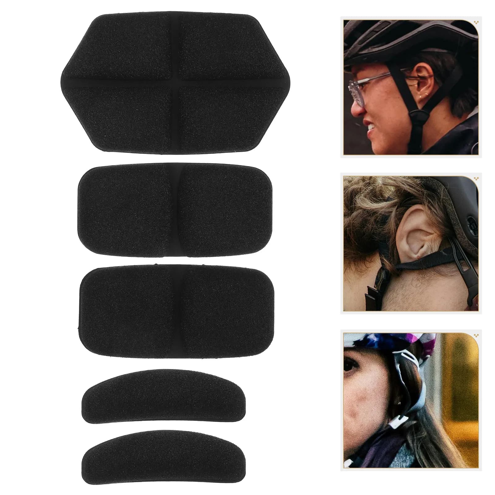 Kit di imbottitura da 5 pezzi, fodere in spugna autoadesive leggere e traspiranti per caschi da bicicletta, moto e calcio, facili da pulire e confortevoli