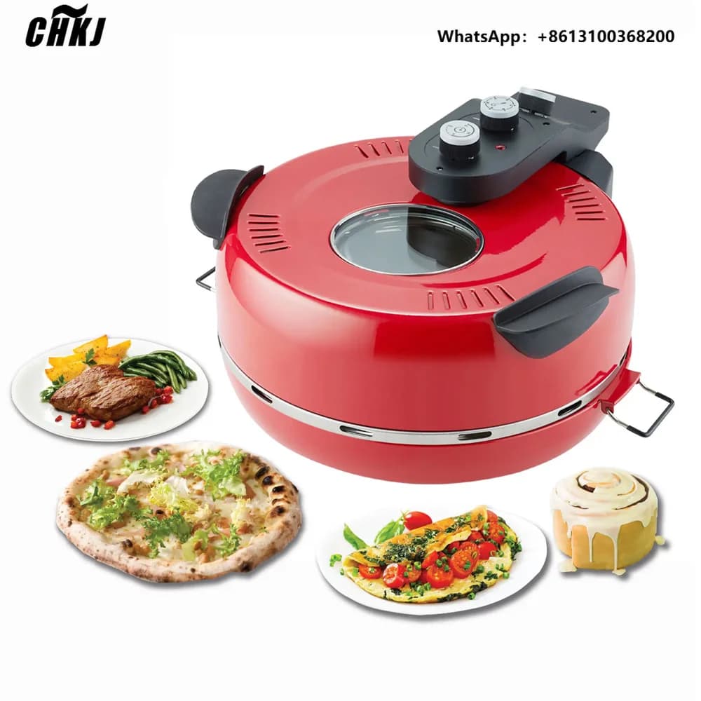 Household Pizza Cooker With Ceramic Stone Automatic Fast Round Pizza Marker Electric Pizza Oven