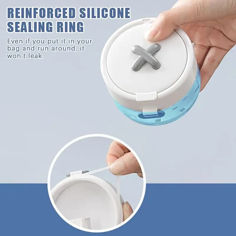 Scatola porta dentiere multistrato 2 in 1 con spazzola per la pulizia, coperchio a clip a tenuta stagna, custodia da viaggio portatile per protesi orali.