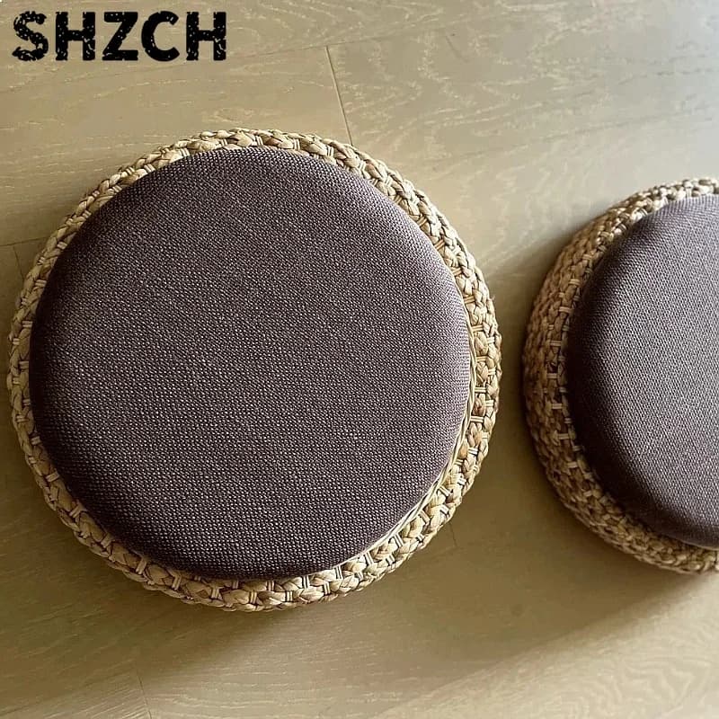 Rattan Floor Cushion Meditation Tatami Mat Thick Kneeling Yoga Pad Woven Zen Tea Room Straw Pillow