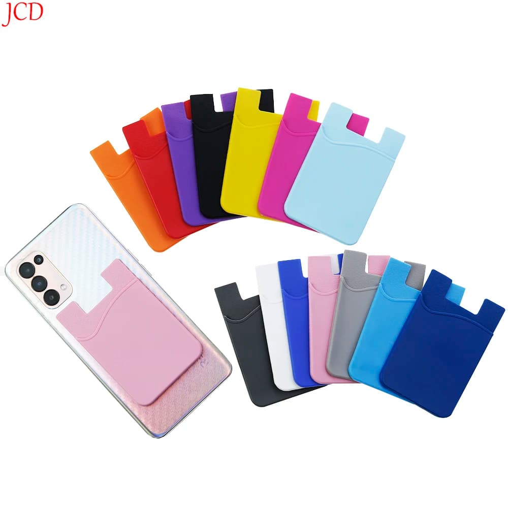 2 pezzi 8.6cm doppia tasca elastico elasticizzato in Silicone per cellulare ID porta carte di credito adesivo porta carte di credito universale