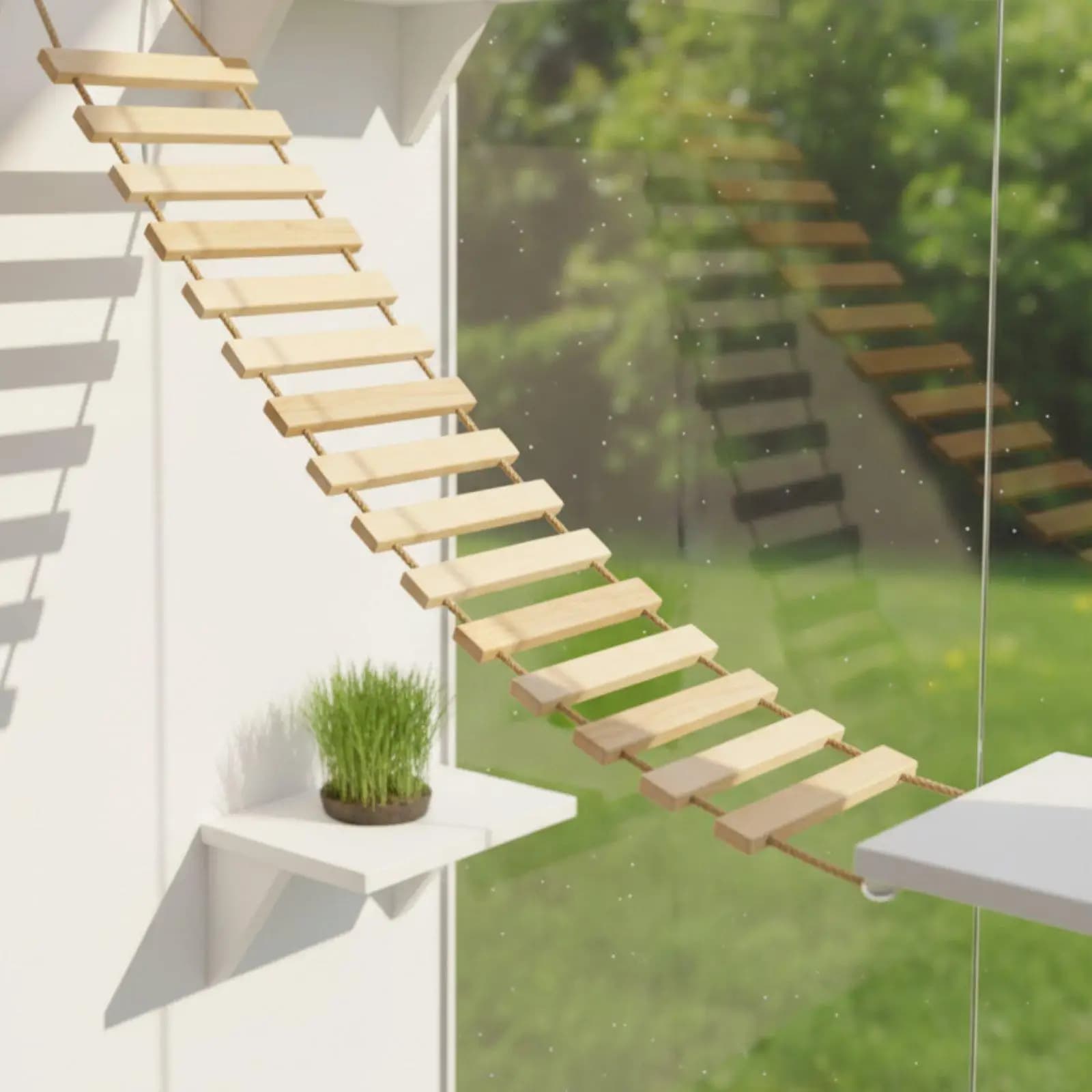 Cat Climbing Frame Solid Wood Sisal Rope for Cats Tree Tower Wall Mounted Playground Indoor Furniture Large Cats Activity