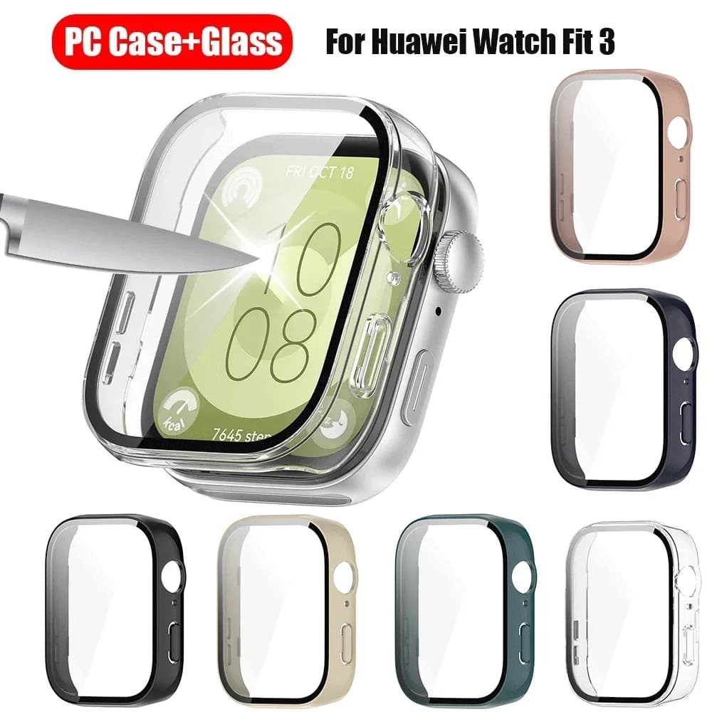 Custodia in vetro + PC per Huawei Watch Fit 3 band correa accessori cinturino All-around Frame Screen paraurti protettivo huawei fit3 cover