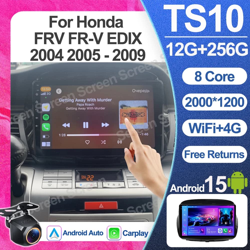 Autoradio Android 16 per Honda Frv Fr-v Edix 2004-2009, Schermo 2 Din con Carplay, GPS, Stereo