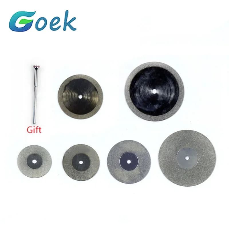 4 pz/set disco diamantato dentale con ago Extra sottile 0.15mm Double Sided Extra Fine diametro 13-22mm strumenti per materiale odontoiatrico