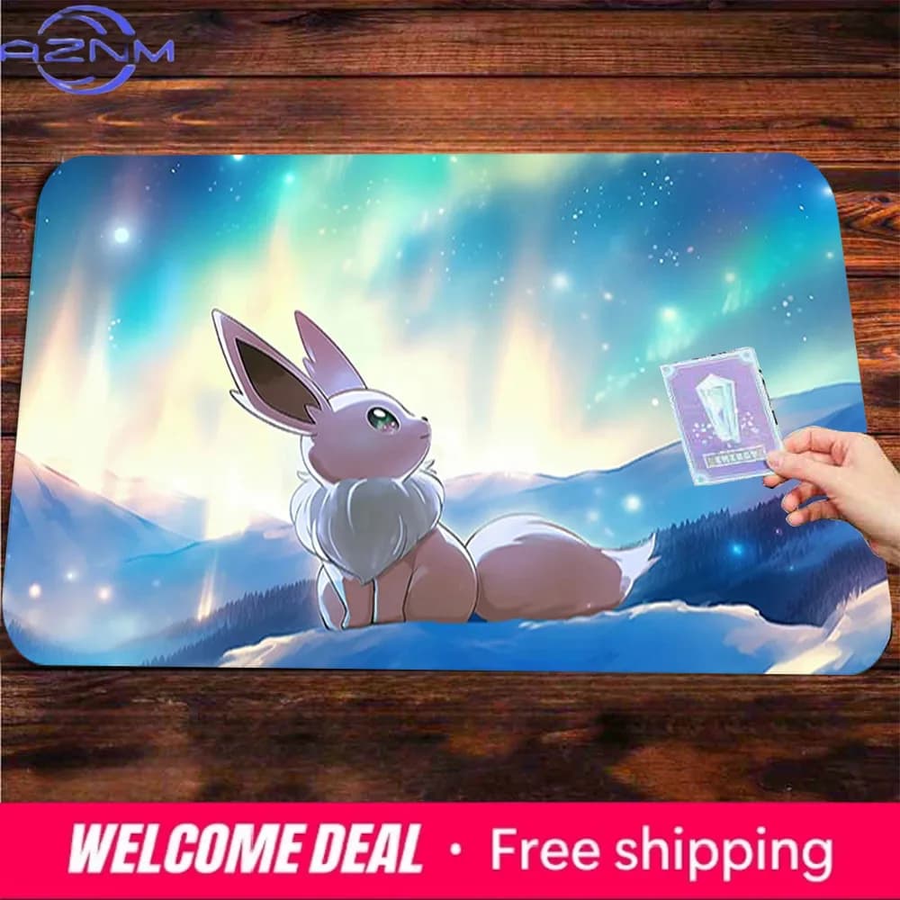 Tappetino da gioco Pokemon Eevee Northern Lights TCG antiscivolo per giochi di carte