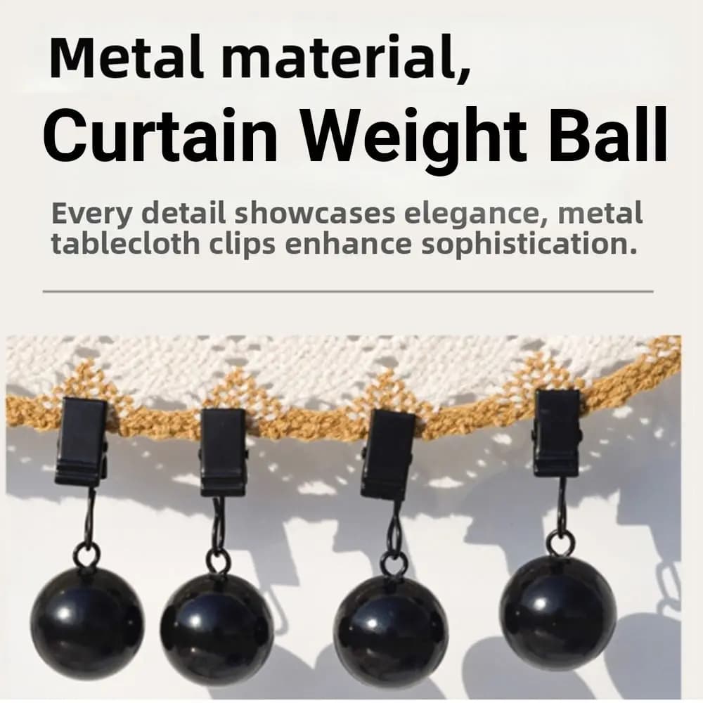 4 pcs Gravity Ball Curtain Weight Ball with Clip Durable Table Cloth Weights Rustproof Windproof Heavy Duty Drapery Weights