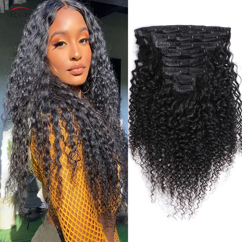 Clip per capelli umani neri naturali birmani Alibele nell'estensione dei capelli Clip facile da installare Ins Capelli umani ricci crespi all'ingrosso per le donne