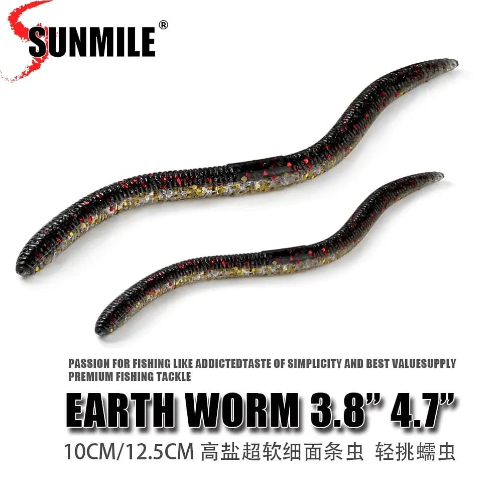 SUNMILE Soft Fishing Lure10cm12.5cm Senko Worm Neko Rig Lures Flick Shake Earth Worm Artificial Bait Silicone Shad Lure For Bass