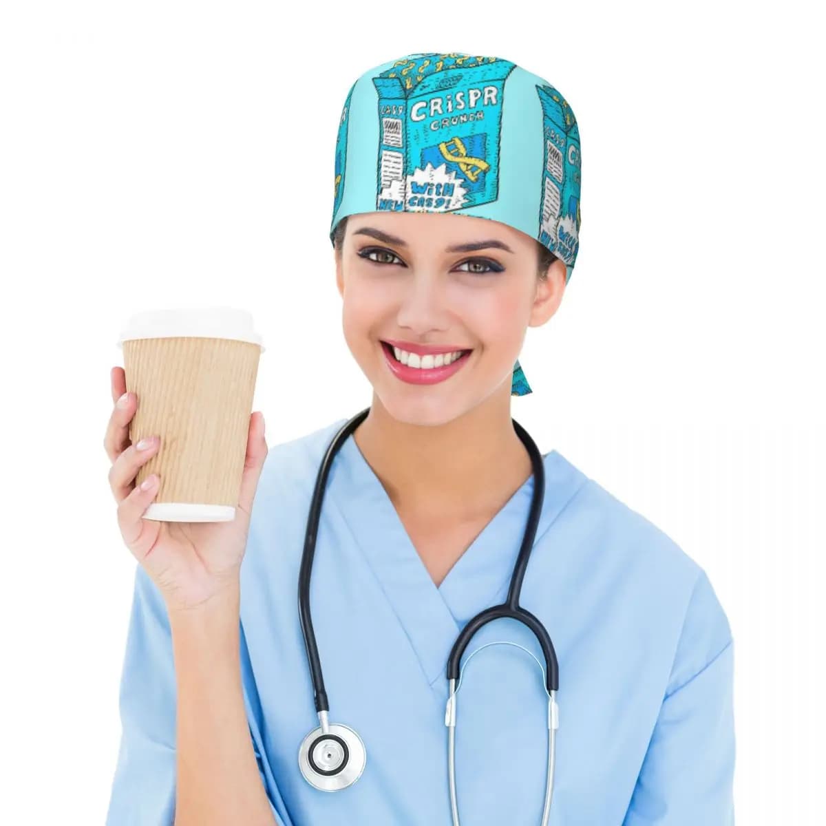 Crispr Cas9 Gene Editing Science Cereal Dna Scrub Hat Doctor Working Surgical Cap Men Women Adjustable Nursing Caps for Dentist