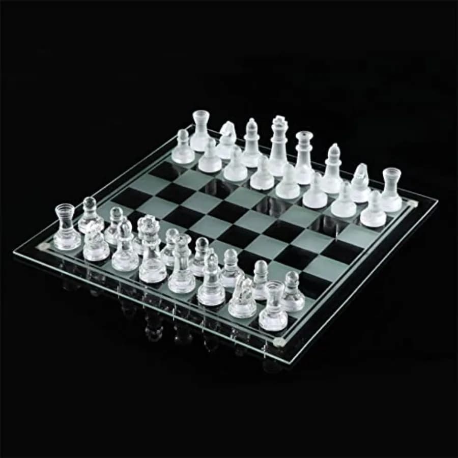 Elegant 10" Glass Chess Set - Premium Quality Board Game for All Ages for Chess Enthusiasts and Home Decor