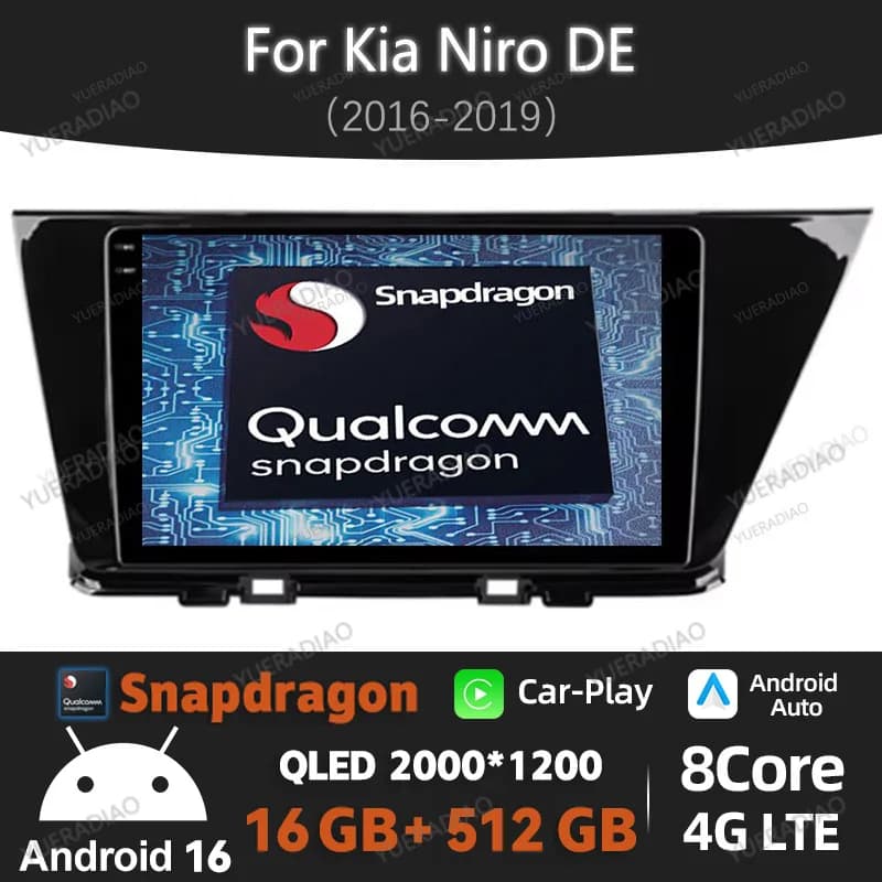 Android 15 Autoradio Per Kia Niro DE 2016 - 2019 Viedo Player BT 5G WIFI 4G LTE Multimedia Wireless Carplay Auto GPS NAVI Gation