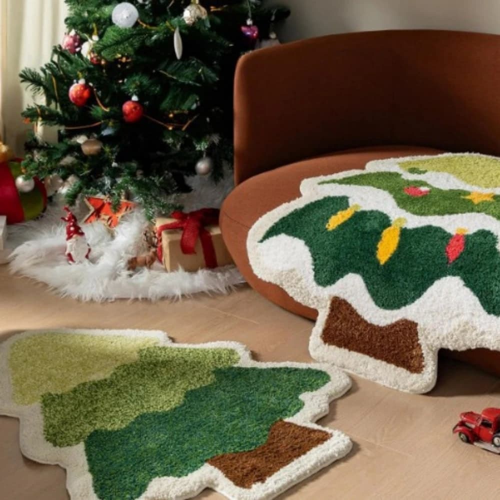 Tappetino a forma di albero di Natale Tappetino antiscivolo Porta d'ingresso Camera da letto Bagno Tappetino per WC Tappeto 2025 Regalo di Capodanno Navidad Decorazione della casa