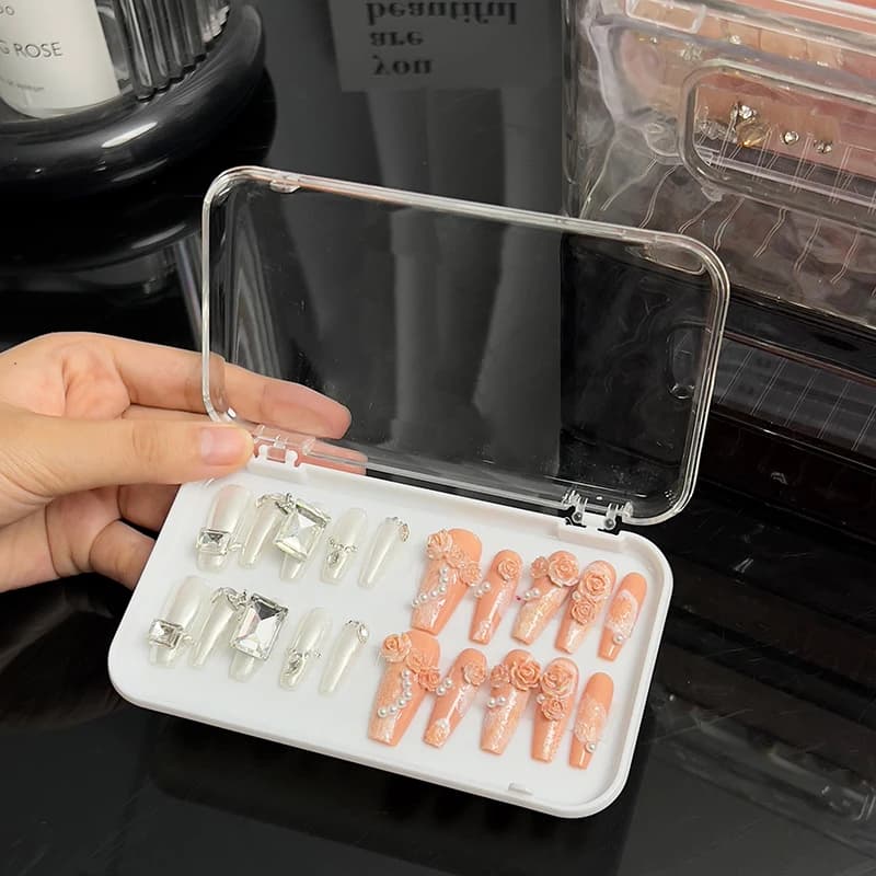 Plastic Clear Jewelry Box Press on Nail Storage Case Rectangle Storage Box For False Nails Display And Salon Essentials With Lid