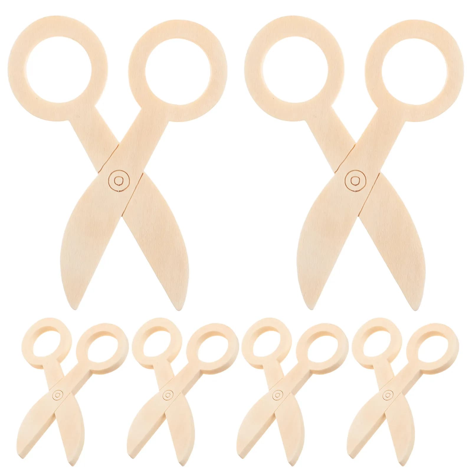 Set di 6 forbici in legno per bambini, adatte per la coordinazione occhio-mano, apprendimento precoce, gioco di ruolo, accessorio da parrucchiere, per la scuola materna
