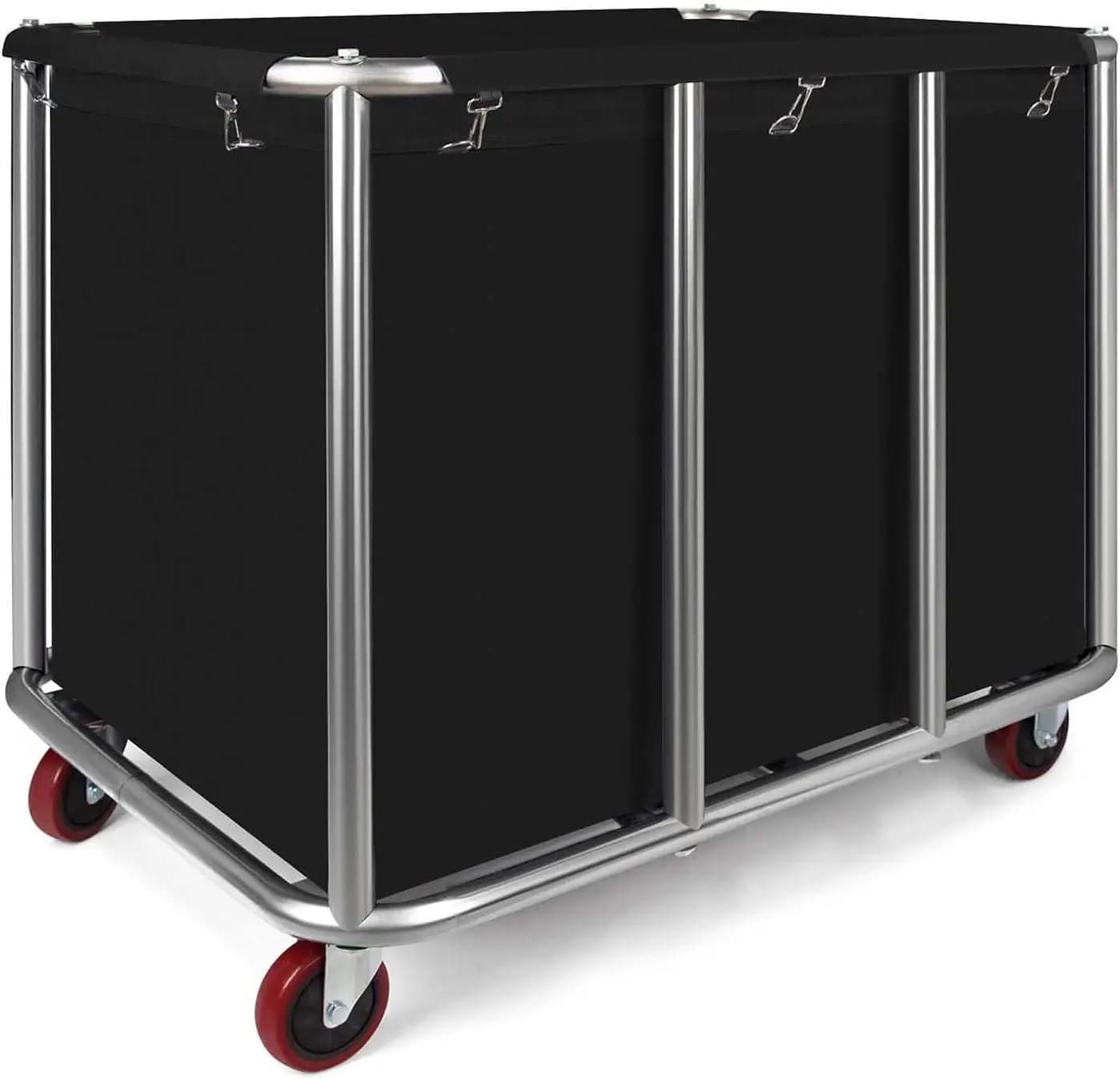 Carrello per Lavanderia Commerciale con Ruote, Cesto Industriale Rotante da 470L, Selezionatore Resistente con Sacco Impermeabile e Telaio in Acciaio