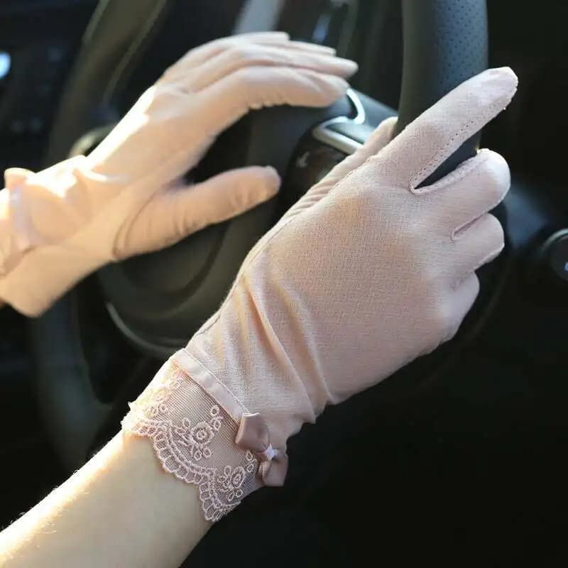 Women's gloves with iced silk sun protection, touchscreen, UV protection, for cycling, driving, anti-slip, breathable, light, summer