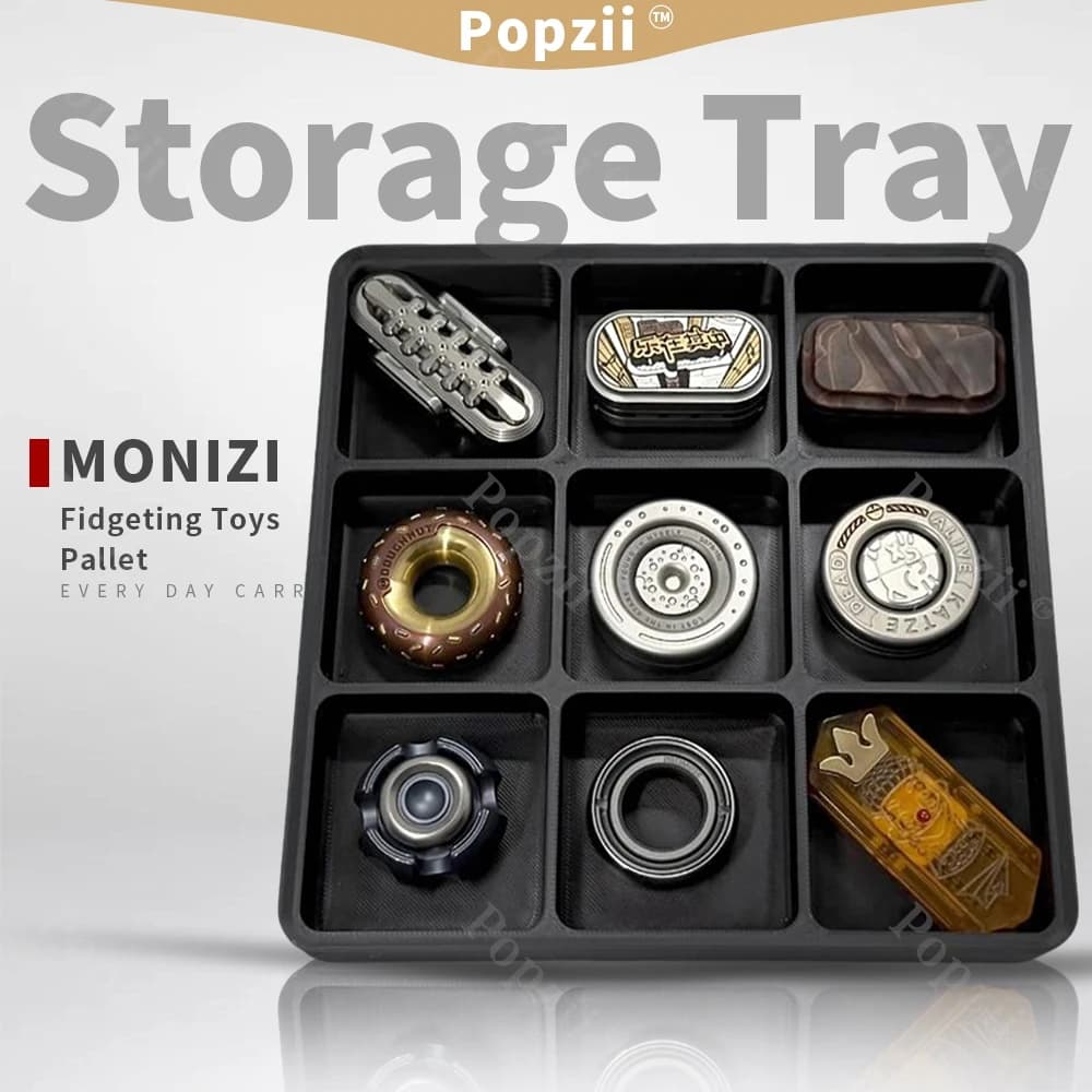 MONIZI EDC Fidgeting Toys Vassoio portaoggetti Fidget Spinner Punta delle dita Giroscopio Pallet Ornamento da tavolo Vassoio portaoggetti con piastra divisa