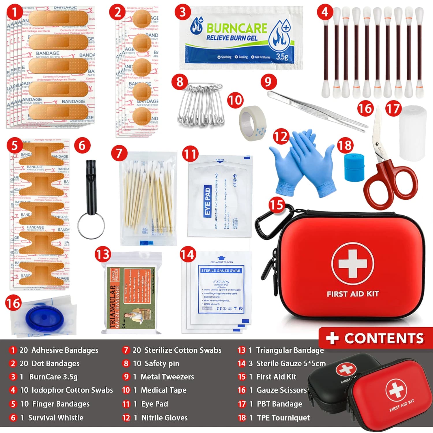 Kit di borse di pronto soccorso medico di emergenza portatile da 103 pezzi per la sopravvivenza medica di attrezzatura da campeggio da viaggio all'aperto per uso domestico